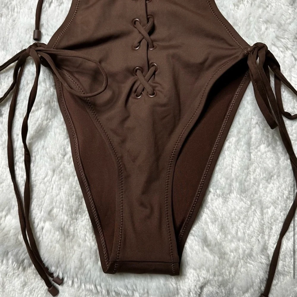 NWT Skims Signature Swim Lace Up Monokini in Cocoa Women’s 3X